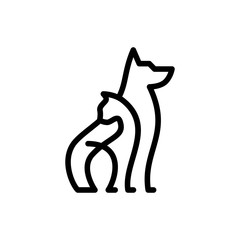 Poster - dog cat pet care outline line art monoline logo vector icon