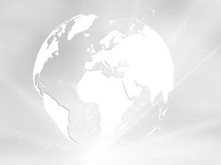 Wall Mural - planet earth with starburst on grey background