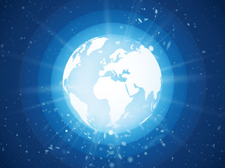 Wall Mural - internet concept of global business, blue planet earth with starburst