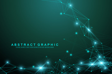 Aufkleber - Geometric abstract background with connected line and dots. Graphic background for your design. Vector illustration.