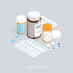 isometric medicine pills bottle