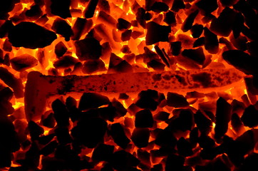 Poster - The railway crutch is hot on the burning coal anthracite.