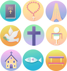 Poster - Christian Religion Icons Illustration