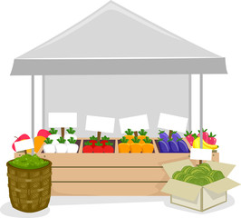 Wall Mural - Fruits Vegetable Market Illustration