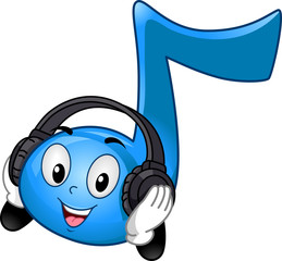 Poster - Mascot Music Note Headphones Illustration