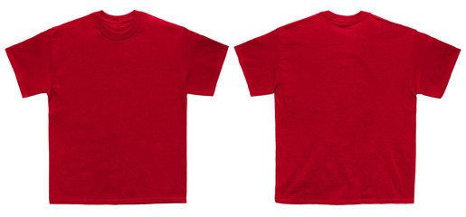 Wall Mural - blank t shirt color red template front and back view on white background
