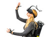 Standard equipment girl in virtual reality club