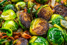 Close Up Of Roasted Brussels Sprouts