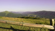 Panoramic wiev of a valley Bieszczady Mountains. Nearly sunset in summer.