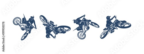 Motocross Jump Logo Vector, Motocross Freestyle silhouette Billede på lærred