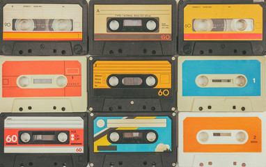 Wall Mural - vintage audio compact cassettes
