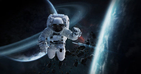 Wall Mural - astronaut floating in space 3d rendering elements of this image furnished by nasa