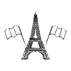 Canvas Print - eiffel tower with france flags vector illustration design