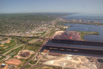 Sticker - Duluth, Minnesota in Summer seen from Helicopter