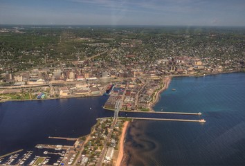 Sticker - Duluth, Minnesota in Summer seen from Helicopter