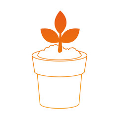 Poster - Plant growing on pot on orange lines vector illustration