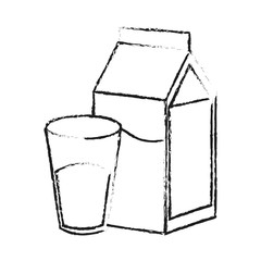 Wall Mural - Milk box drink on black and white sketch colors vector illustration