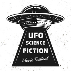 Ufo with text science fiction movie festival
