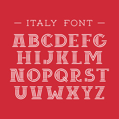 Wall Mural - Italy font. Vector alphabet with latin letters