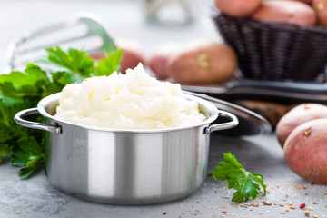 Canvas Print - Mashed, mash potato with butter and milk. Potato puree