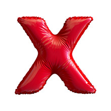 Red Letter X Made Of Inflatable Balloon Isolated On White Background