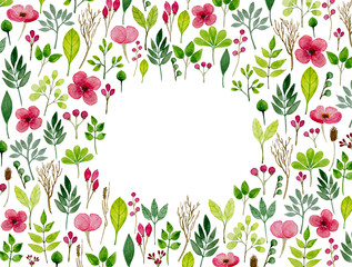 Wall Mural - Spring Flowers Pattern In Watercolor