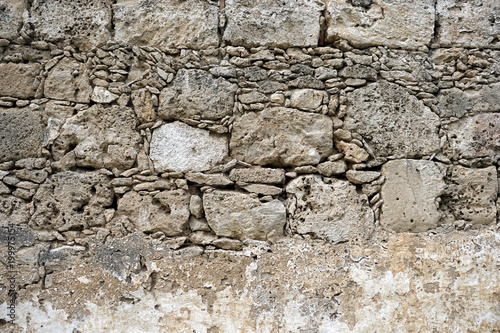 Photo Close-up detail of ancient stone wall, Kyrenia, North Cyprus