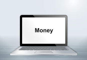 Canvas Print - Laptop auf Holztisch - Money