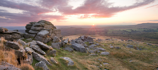 sunset kings tor dartmoor devon uk