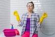 © Valerii Honcharuk - Woman cleaning in the bathroom at home, tired, meditating