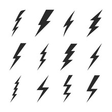 Thunder Sign Set. Flash Icons. Vector