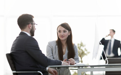 closeup.business partners discuss.