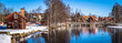 Sundborn - March 30, 2018: Panorama of the picturesque town of Sundborn in Dalarna, Sweden