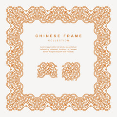 Wall Mural - Traditional Chinese Golden Frame Tracery Design Decoration Elements