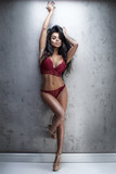 Sexy woman in lace lingerie posing.