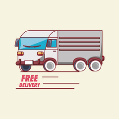 Poster - Free delivery design with cargo truck over white background, colorful design. vector illustration