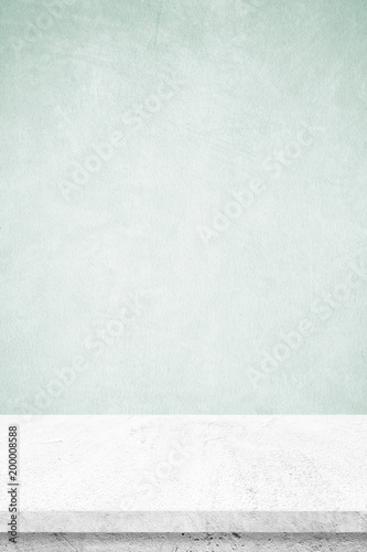 Empty White Cement Table Over Green Cement Wall Background Banner