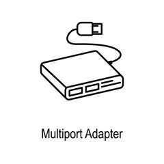 Poster - multiport adapter icon. element of computer part for mobile concept and web apps. thin line icon for