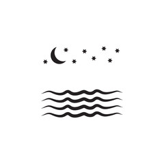 Poster - night sea icon. Element of landscape illustration. Premium quality graphic design icon. Signs and symbols collection icon for websites, web design, mobile app