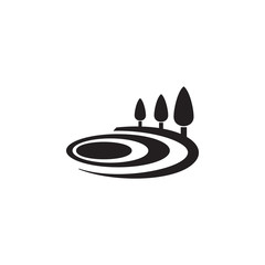 Poster - trees by the field icon. Element of landscape illustration. Premium quality graphic design icon. Signs and symbols collection icon for websites, web design, mobile app