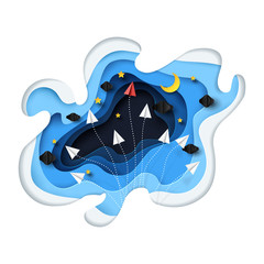 Aufkleber - Origami paper airplanes icon paper art style with abstract background.Business teamwork concept design.Vector illustration.