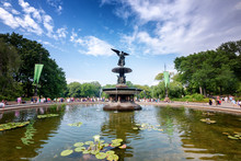 Bethesda Pool And Its Famous Statue In Central Park In New York City On A Summer Day