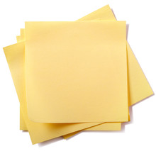 Untidy Stack Yellow Sticky Post Notes Isolated On White