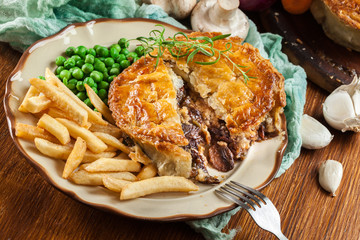 Sticker - Homemade beef stew pie with french fries