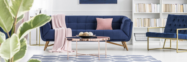 Pink and blue living room