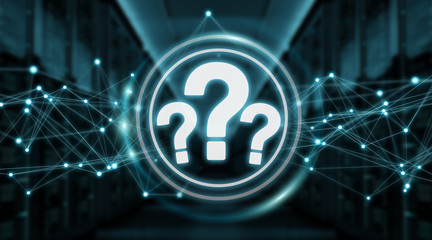 Fototapete - Question marks digital interface 3D rendering