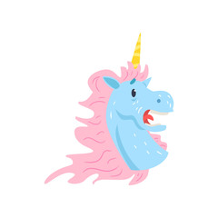 Sticker - Cute frightened unicorn character cartoon vector Illustration on a white background