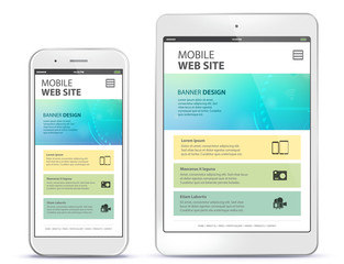Poster - Mobile Web Site Design With Mobile Phone and Tablet Computer Screen 
