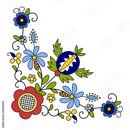 Dekoracja na wymiar  traditional-modern-polish-kashubian-floral-folk-corner-decoration-vector-wzor-kaszubski