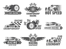 Trophy, Engine, Rally And Others Symbols For Race Sport Labels